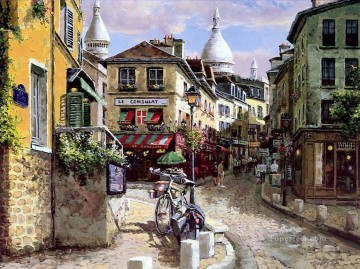  cityscape Oil Painting - cityscape shops
